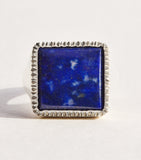 Bleue Burnham sterling silver lapis lazuli signet ring - British product