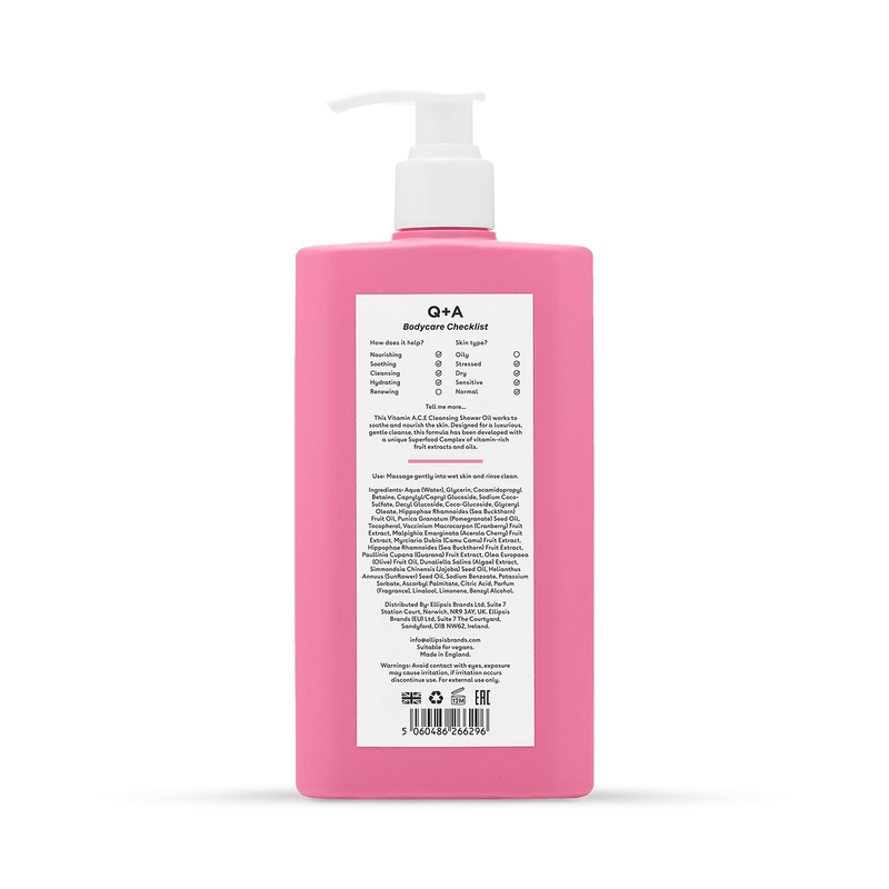 Q+A Vitamin A.C.E Cleansing Shower Oil 250ml