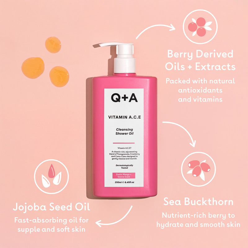 Q+A Vitamin A.C.E Cleansing Shower Oil 250ml