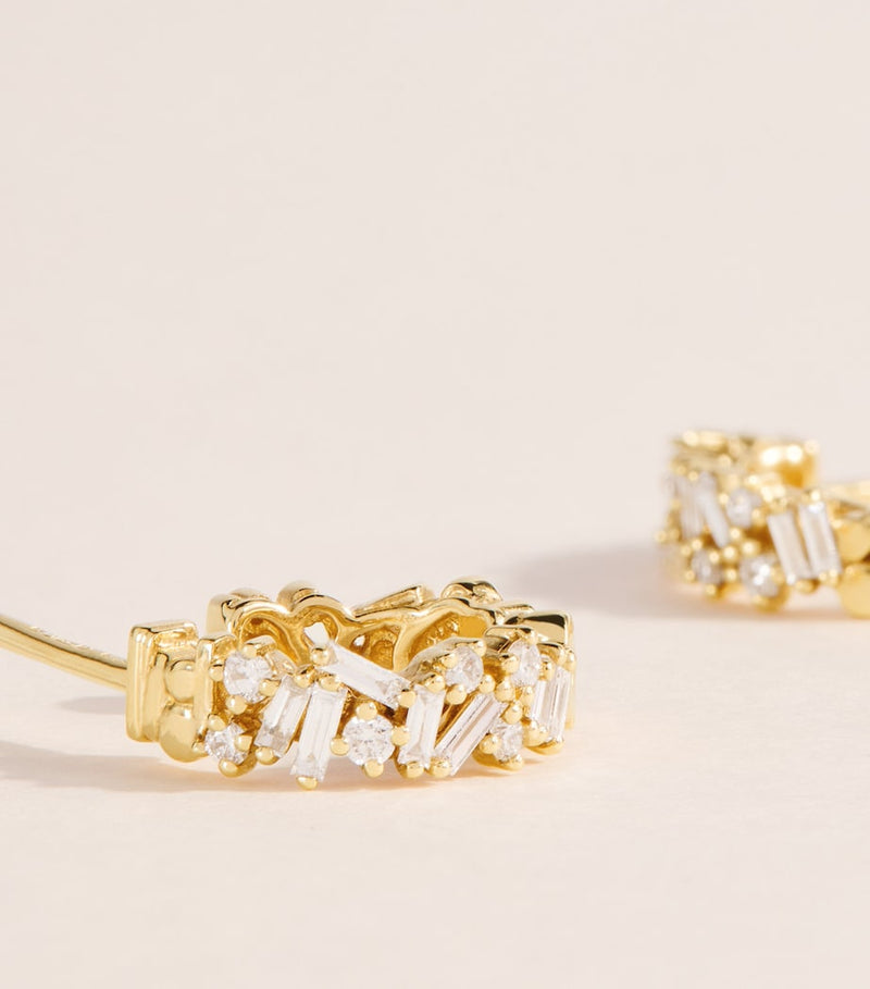 Suzanne Kalan yellow gold diamond hoop earrings, UK version