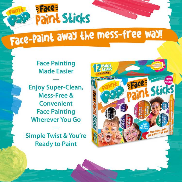 Paint Pop non-toxic face paints 12 pack, UK version