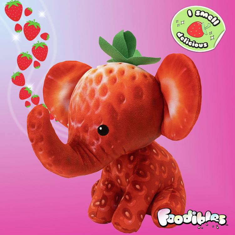 Foodibles scented strawberry elephant soft toy 20cm - British product