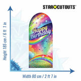 Rainbow birthday cardboard backdrop with star cutouts, UK version
