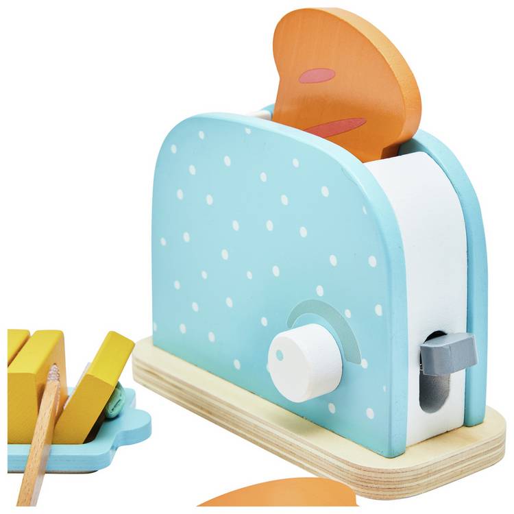Chad Valley wooden toaster toy 11.5cm, imported from the UK