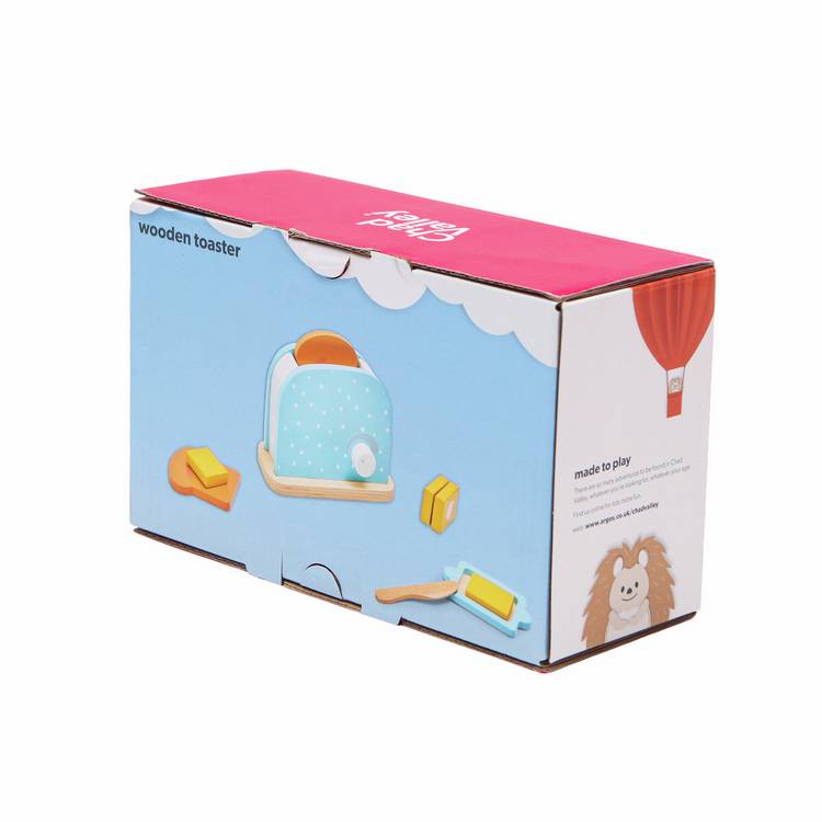 Chad Valley wooden toaster toy 11.5cm, imported from the UK
