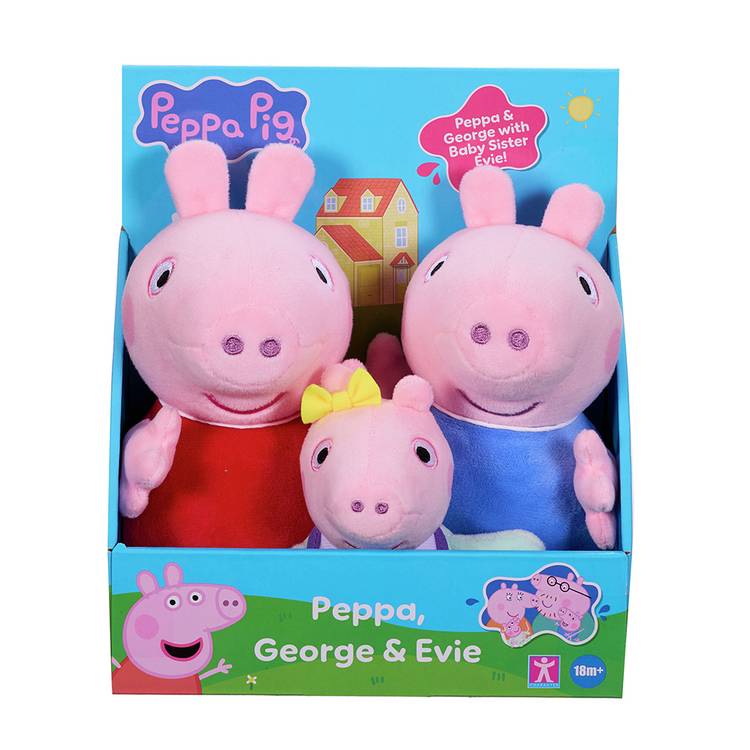 Peppa Pig Peppa George and Evie plush toys 3 pack, imported from the UK