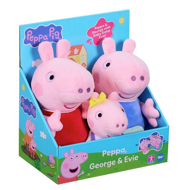 Peppa Pig Peppa George and Evie plush toys 3 pack, imported from the UK