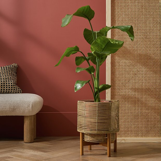 Habitat large woven rattan planter with stand H42cm, UK version