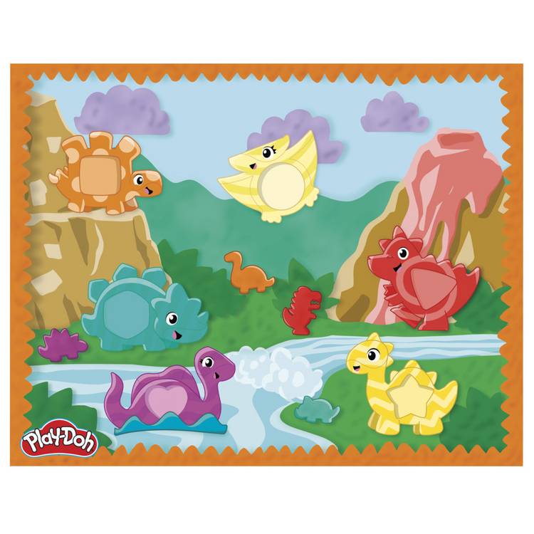 Play-Doh Shapes & Colours Dino playset 6 tubs 5 accessories (British brand)