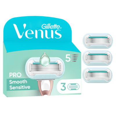 Gillette Venus sensitive razor blades pack of 3 (British brand)