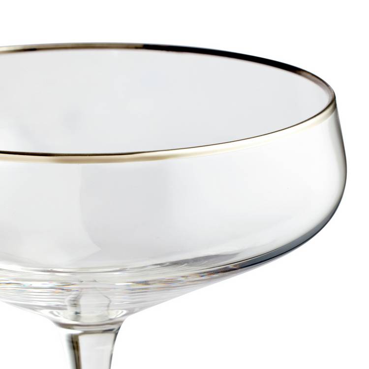 Argos Home champagne coupe glasses silver rim 200ml, imported from the UK