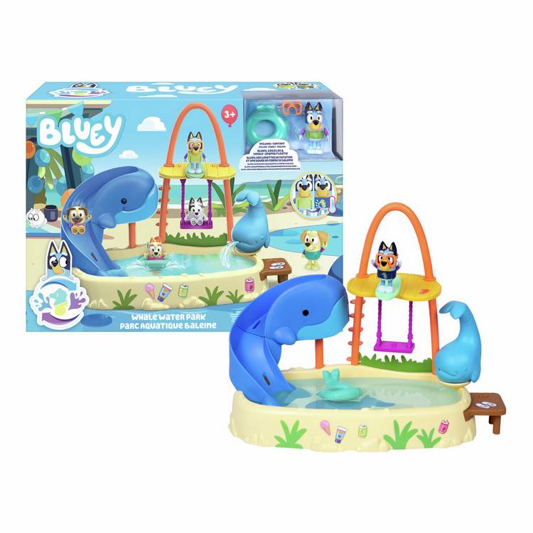 Bluey Whale Water Park Playset with colour-change rashie (British brand)
