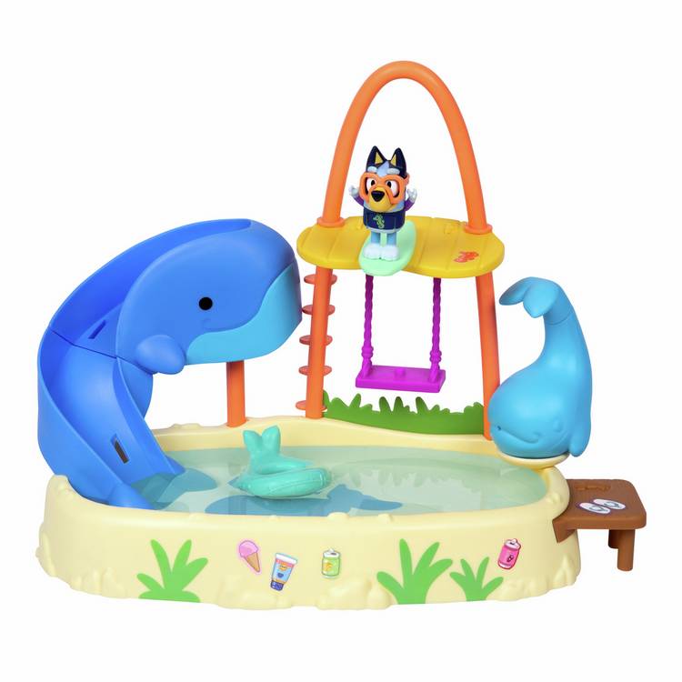 Bluey Whale Water Park Playset with colour-change rashie (British brand)