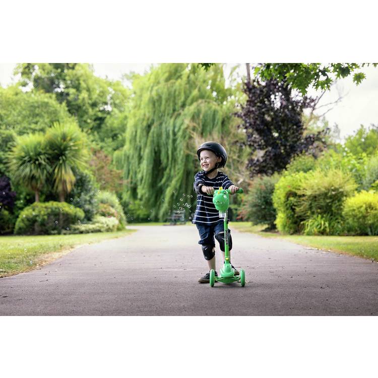 Xootz Bubble Go Dinosaur Scooter with bubble machine, UK version
