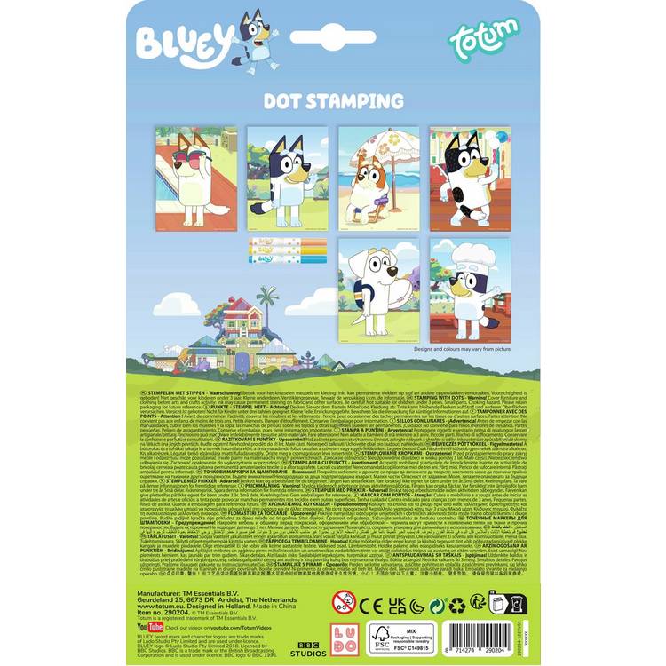 Totum Bluey dot stamping kit with 3 pens and 6 cards (British brand)