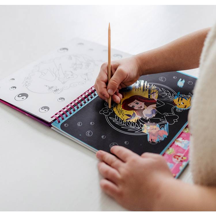 Totum Disney Princess scratchbook with stencil and stickers, imported from the UK