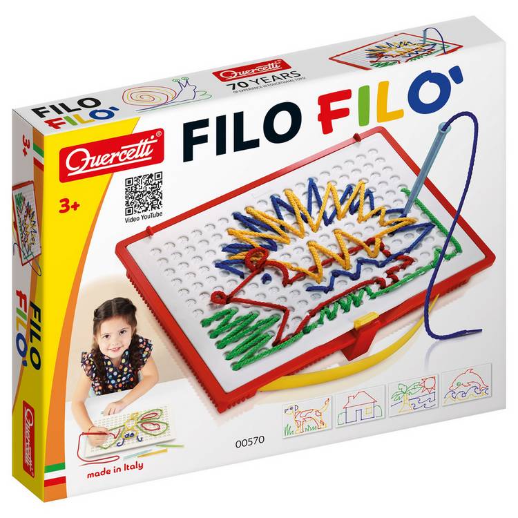 Quercetti Filo Filo' lacing design game with board and laces (British brand)