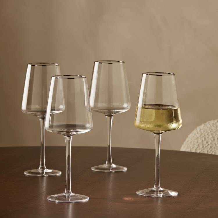 Argos Home wine glasses set of 4 silver rim - British product