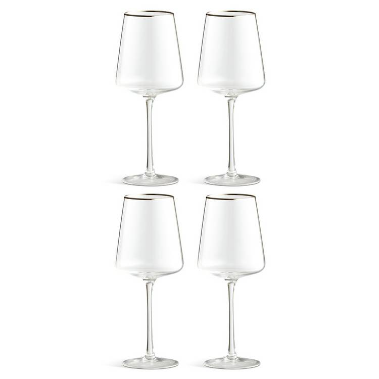 Argos Home wine glasses set of 4 silver rim - British product