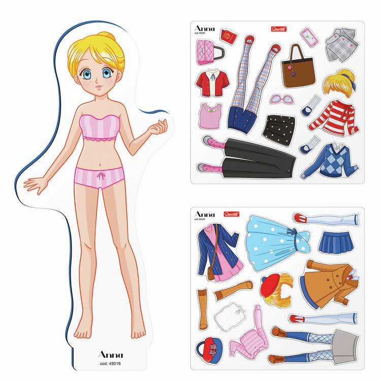 Quercetti Fashion Anna magnetic dress-up game with 29 outfits - British product