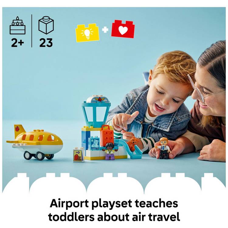 LEGO DUPLO airport playset with toy plane 23 pieces (British brand)