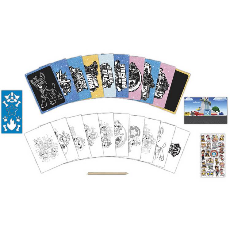 Totum Paw Patrol scratchbook with scratch tool and stencil (British brand)
