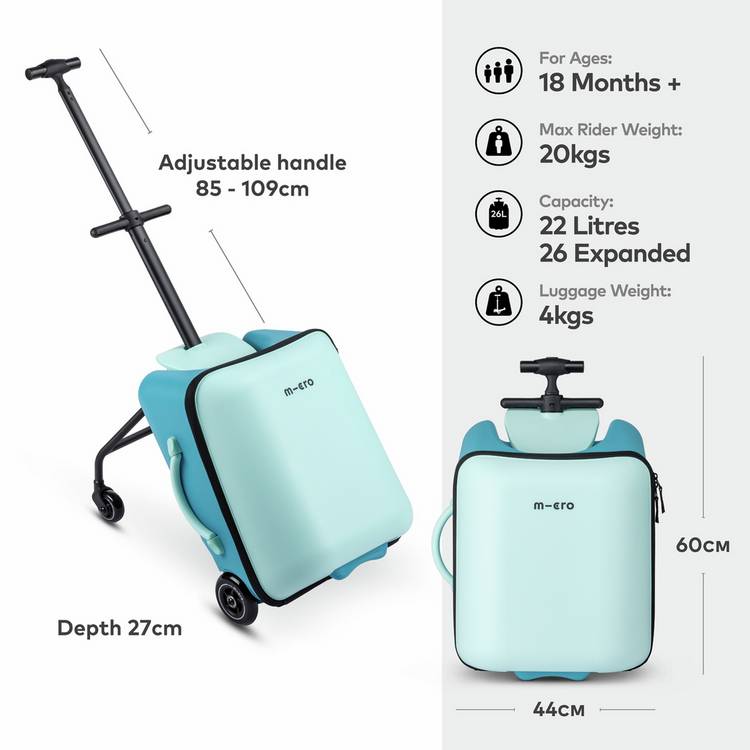 Micro Eazy Allrounder blue ride-on suitcase, imported from the UK