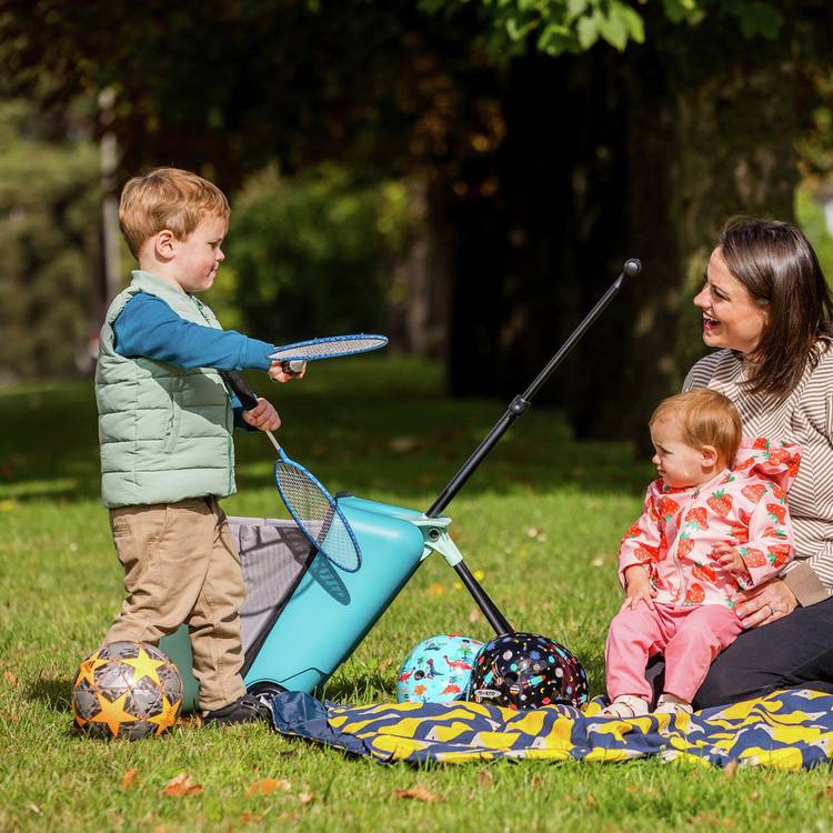 Micro Eazy Allrounder blue ride-on suitcase, imported from the UK