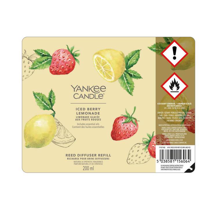 Yankee diffuser refill Iced Berry Lemonade 200ml, imported from the UK