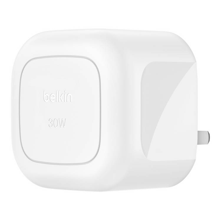 Belkin 30W USB-C wall charger with folding pins and cable, UK version