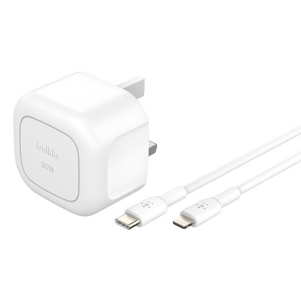 Belkin 30W USB-C charger with Lightning cable - British product