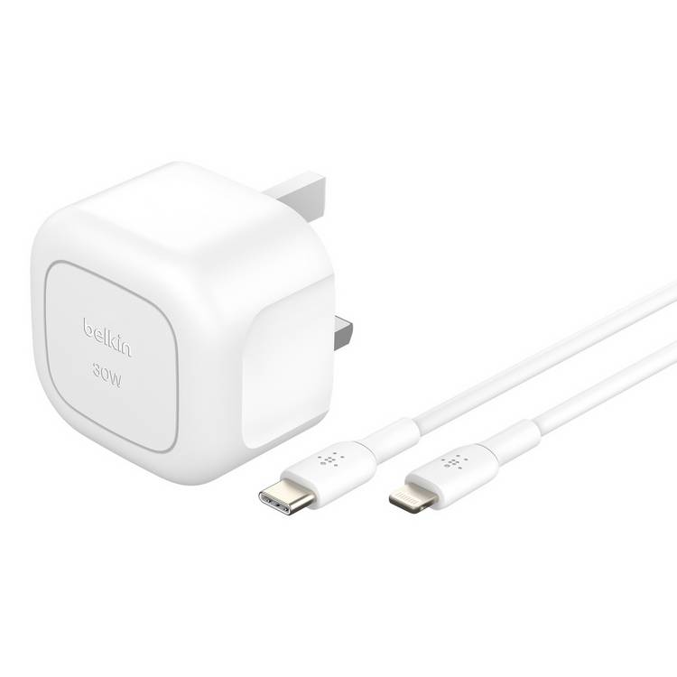 Belkin 30W USB-C charger with Lightning cable - British product