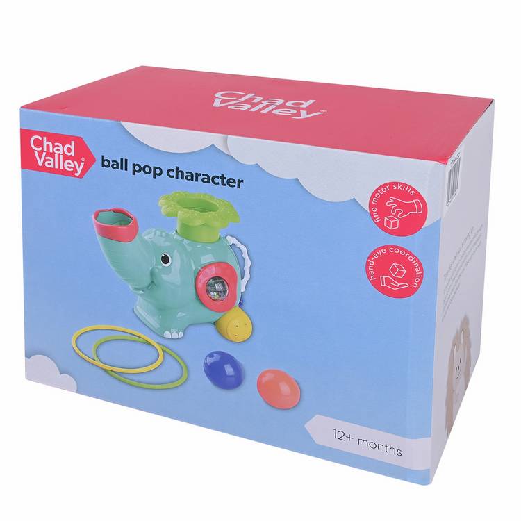 Chad Valley Ball Pop musical elephant toy 25.5cm, imported from the UK