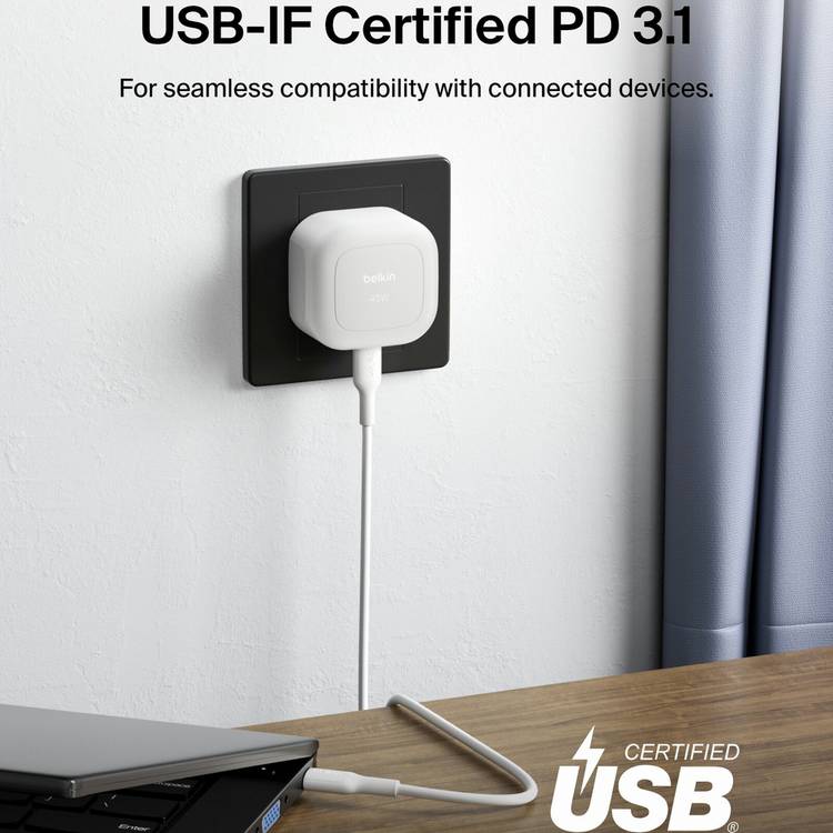 Belkin USB-C slimline wall charger 45W white, UK version
