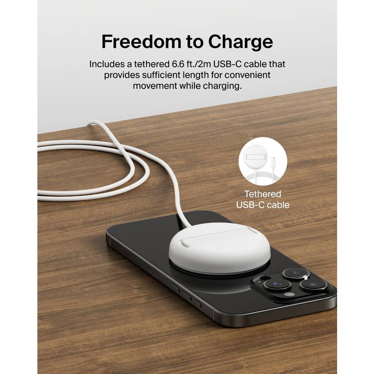 Belkin 15W Qi2 wireless charger with kickstand white, UK version