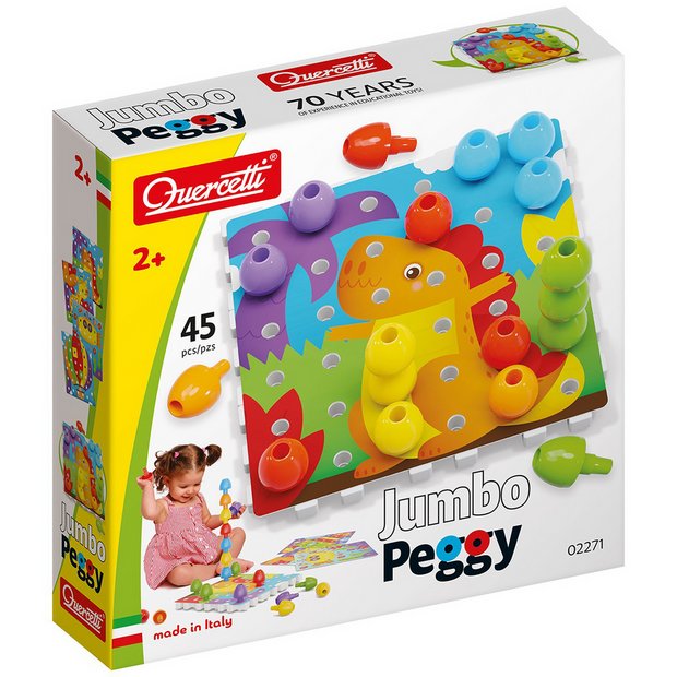 Quercetti Jumbo Peggy 45 piece toddler peg set (British brand)