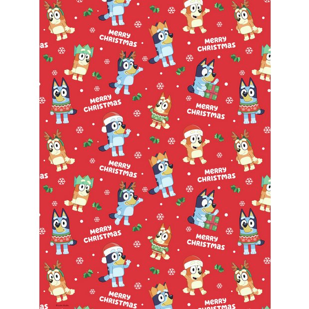 Bluey Christmas wrapping paper roll, UK version