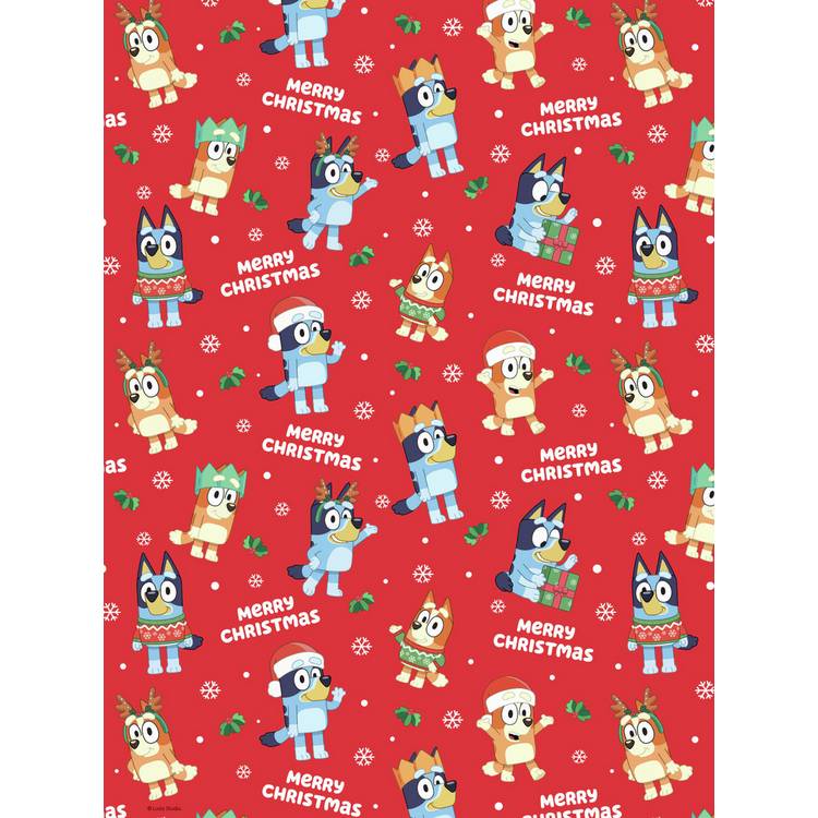 Bluey Christmas wrapping paper roll, UK version