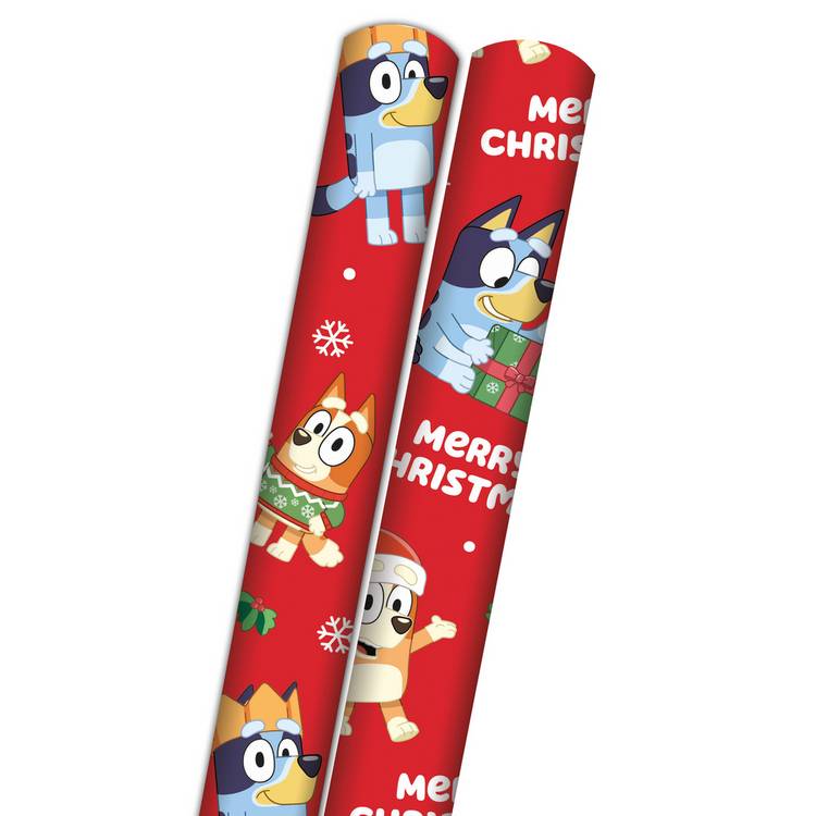 Bluey Christmas wrapping paper roll, UK version