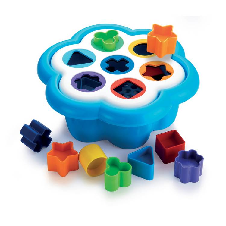 Quercetti Daisy Shape Sorter bucket toy, imported from the UK