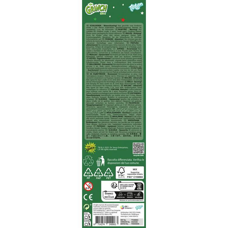 Totum Grinch canvas painting paint-by-numbers kit, UK version