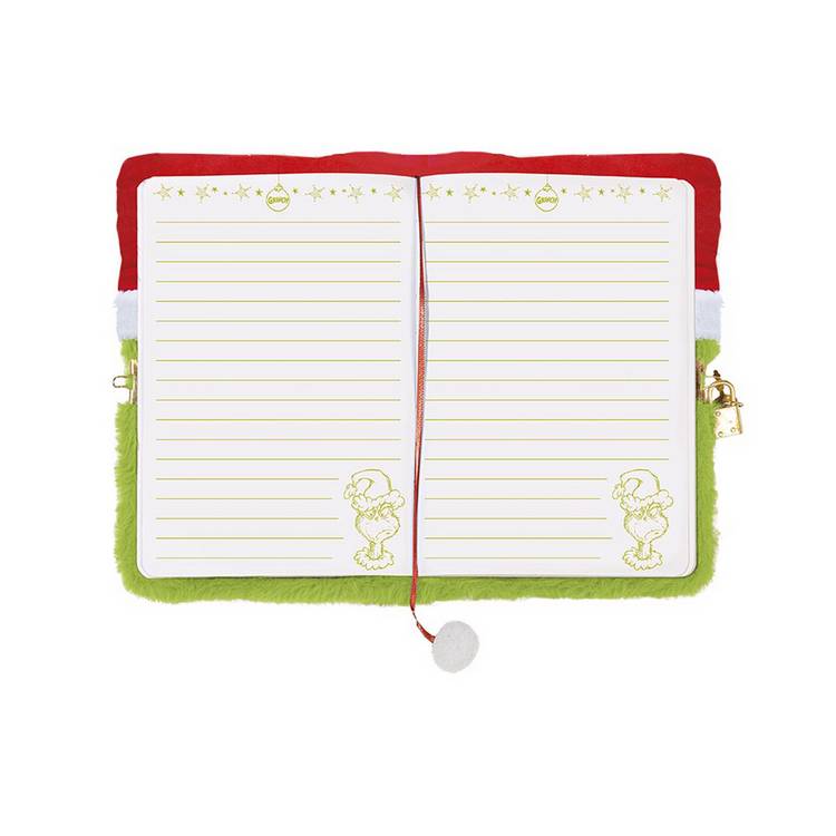 Totum Grinch fluffy notebook A5 padlock keys, UK version