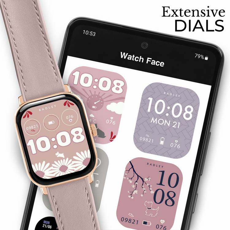 Radley Petite smart watch with pink leather strap, UK version