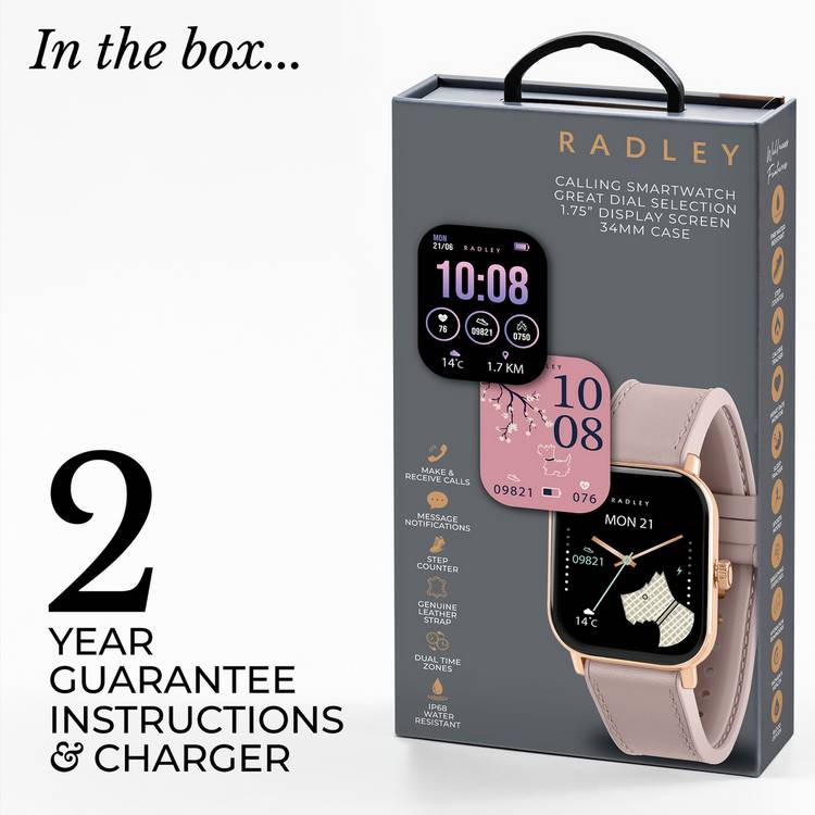 Radley Petite smart watch with pink leather strap, UK version