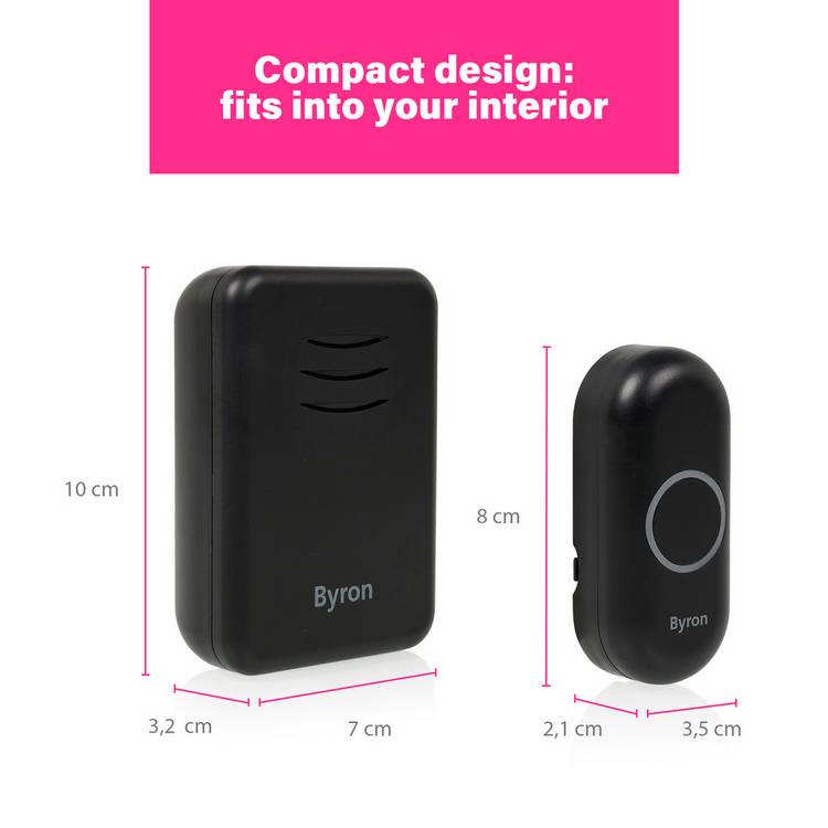 Byron portable doorbell black, imported from the UK
