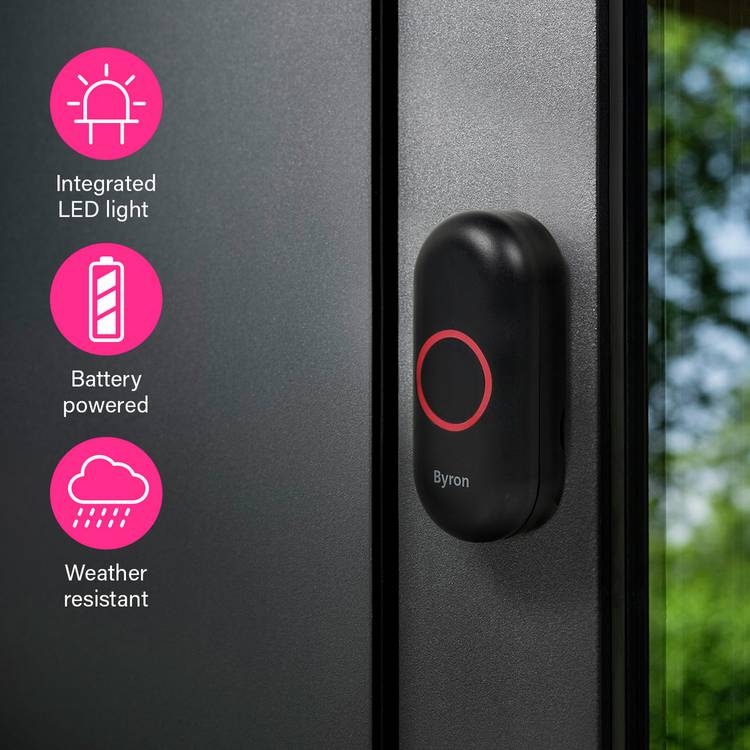 Byron portable doorbell black, imported from the UK