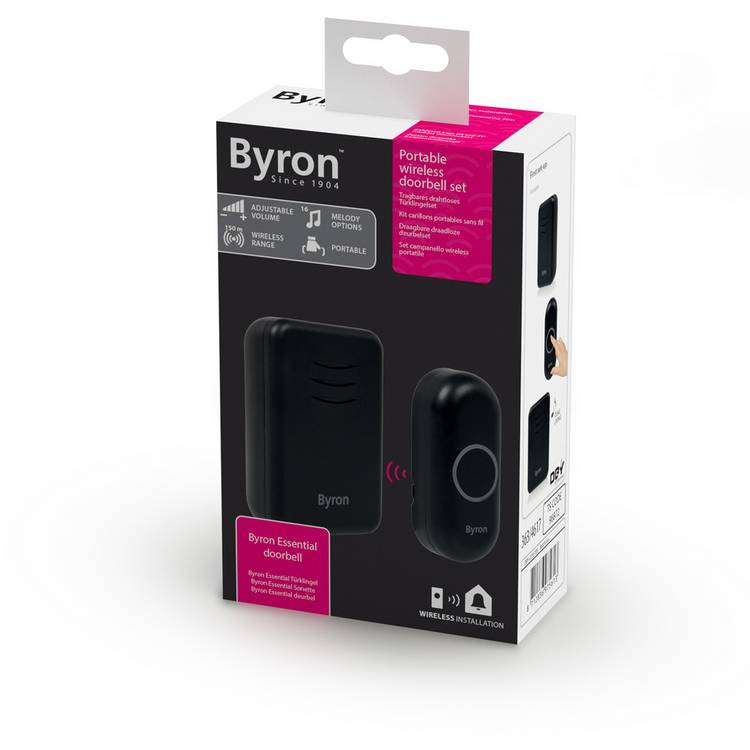 Byron portable doorbell black, imported from the UK