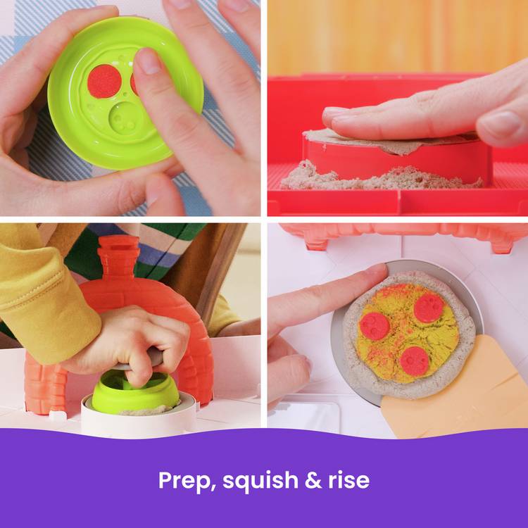Kinetic Sand Squishpizza playset with 452g sand and tools (British brand)