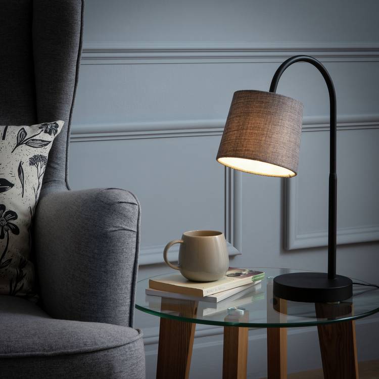 Argos Home table lamp black grey (British brand)