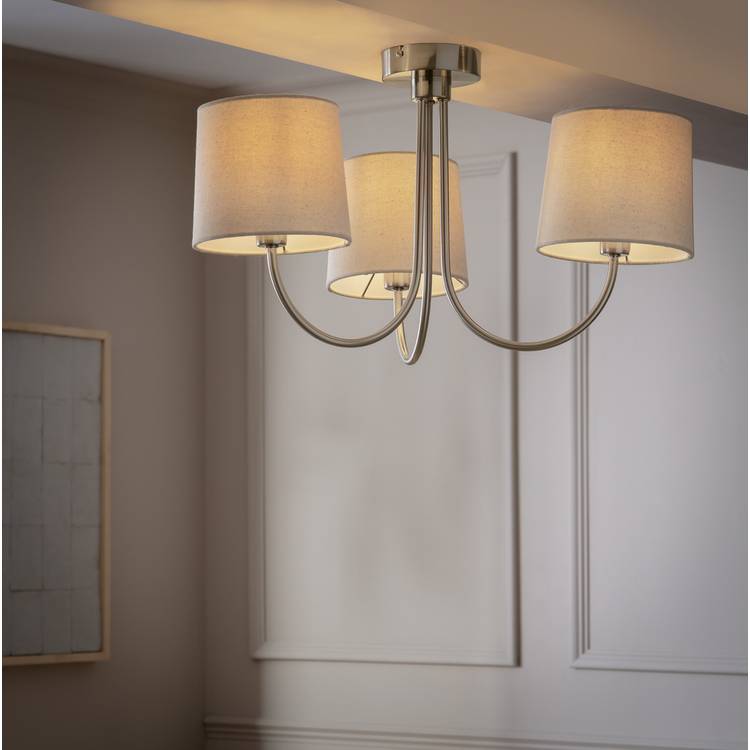 Argos Home 3 light flush ceiling light natural chrome 53cm (British brand)